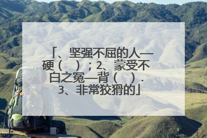 、坚强不屈的人——硬（ ）；2、蒙受不白之冤——背（ ）. 3、非常狡猾的