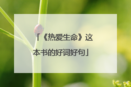 《热爱生命》这本书的好词好句