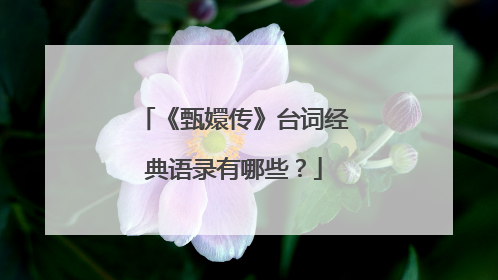《甄嬛传》台词经典语录有哪些?