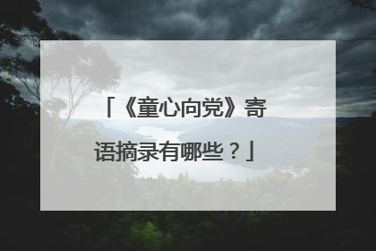 《童心向党》寄语摘录有哪些？
