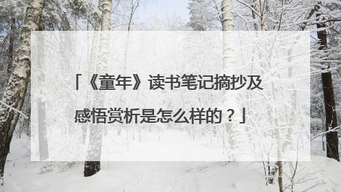 《童年》读书笔记摘抄及感悟赏析是怎么样的?