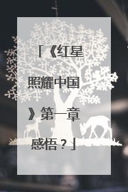 《红星照耀中国》第一章感悟？