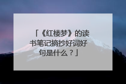 《红楼梦》的读书笔记摘抄好词好句是什么?