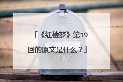 《红楼梦》第19回的原文是什么？