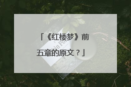 《红楼梦》前五章的原文?