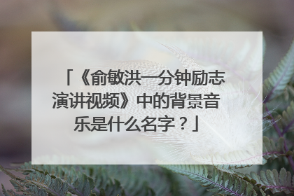 《俞敏洪一分钟励志演讲视频》中的背景音乐是什么名字？
