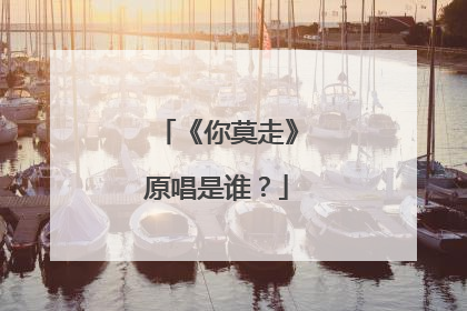 《你莫走》原唱是谁?