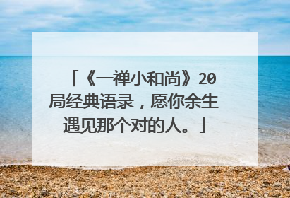 《一禅小和尚》20局经典语录,愿你余生遇见那个对的人。