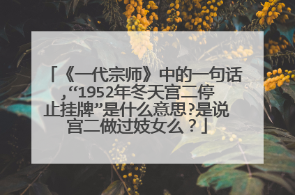 《一代宗师》中的一句话,“1952年冬天宫二停止挂牌”是什么意思?是说宫二做过妓女么？