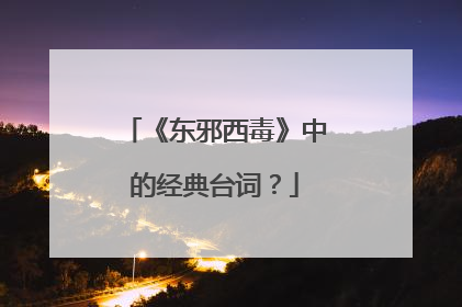 《东邪西毒》中的经典台词?