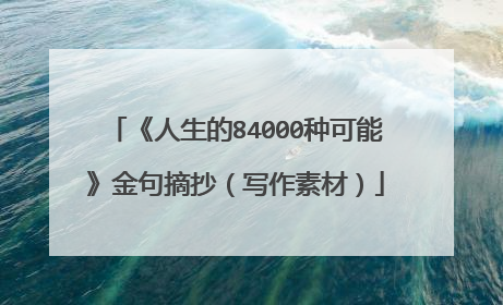 《人生的84000种可能》金句摘抄(写作素材)