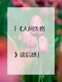 《人间失格》读后感