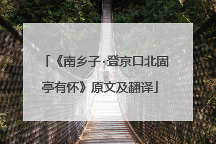 《南乡子·登京口北固亭有怀》原文及翻译