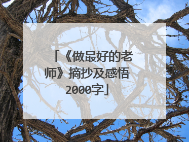 《做最好的老师》摘抄及感悟2000字