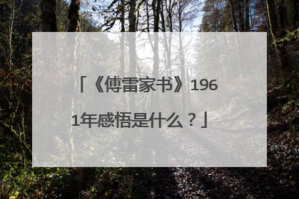 《傅雷家书》1961年感悟是什么?