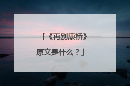 《再别康桥》原文是什么?