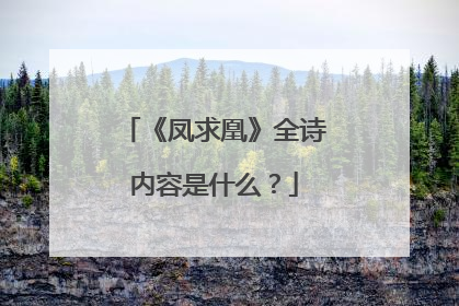《凤求凰》全诗内容是什么?