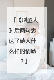《别董大》后两句表达了诗人什么样的情感？