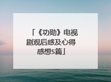 《功勋》电视剧观后感及心得感想5篇