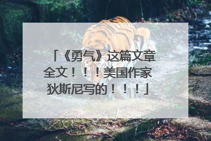 《勇气》这篇文章全文!!!美国作家狄斯尼写的!!!