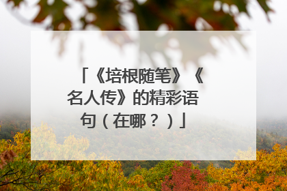《培根随笔》《名人传》的精彩语句（在哪？）