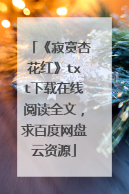 《寂寞杏花红》txt下载在线阅读全文，求百度网盘云资源