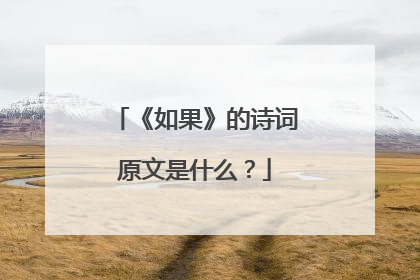 《如果》的诗词原文是什么？