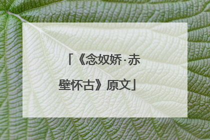 《念奴娇·赤壁怀古》原文