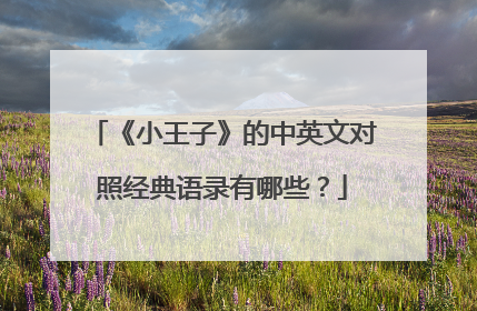 《小王子》的中英文对照经典语录有哪些？