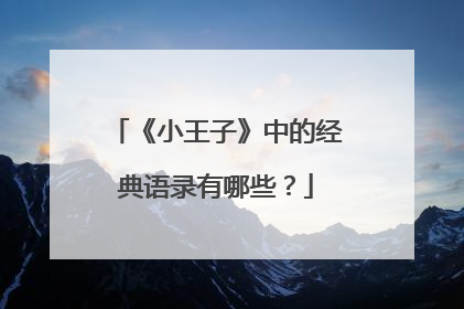 《小王子》中的经典语录有哪些?