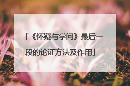 《怀疑与学问》最后一段的论证方法及作用