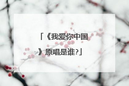 《我爱你中国》原唱是谁?