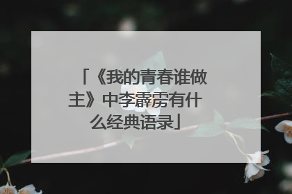 《我的青春谁做主》中李霹雳有什么经典语录