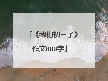 《我们初三了》作文800字