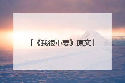 《我很重要》原文