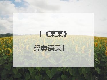 《某某》经典语录