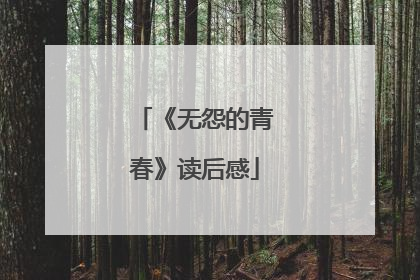 《无怨的青春》读后感