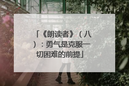 《朗读者》（八）：勇气是克服一切困难的前提