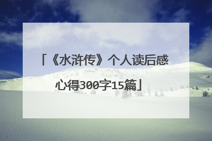 《水浒传》个人读后感心得300字15篇