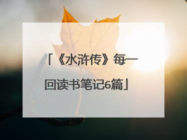 《水浒传》每一回读书笔记6篇