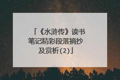 《水浒传》读书笔记精彩段落摘抄及赏析(2)