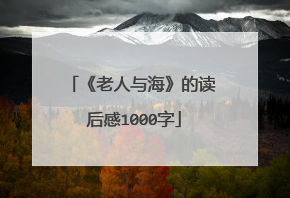 《老人与海》的读后感1000字