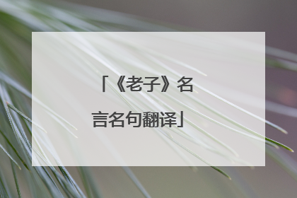 《老子》名言名句翻译