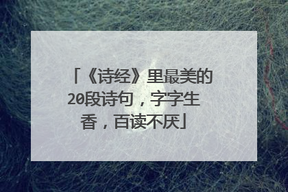 《诗经》里最美的20段诗句,字字生香,百读不厌
