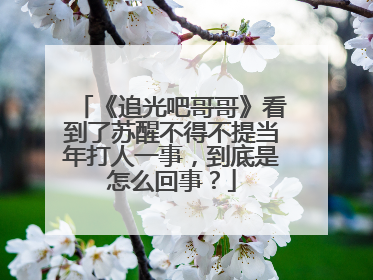 《追光吧哥哥》看到了苏醒不得不提当年打人一事,到底是怎么回事?
