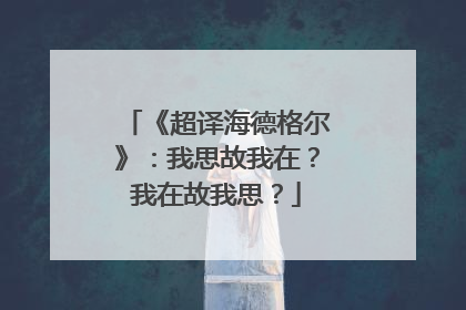 《超译海德格尔》：我思故我在？我在故我思？