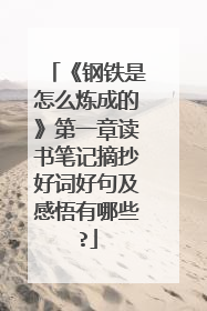 《钢铁是怎么炼成的》第一章读书笔记摘抄好词好句及感悟有哪些?