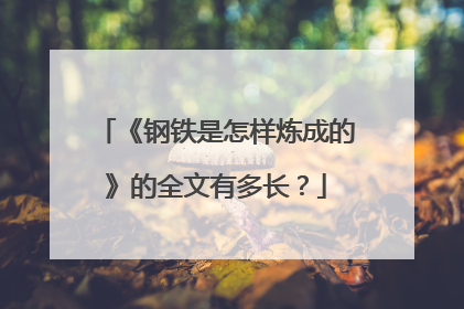《钢铁是怎样炼成的》的全文有多长？