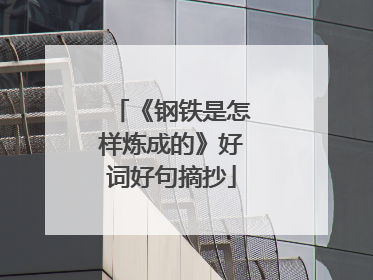 《钢铁是怎样炼成的》好词好句摘抄