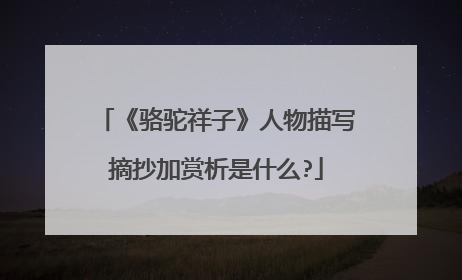 《骆驼祥子》人物描写摘抄加赏析是什么?